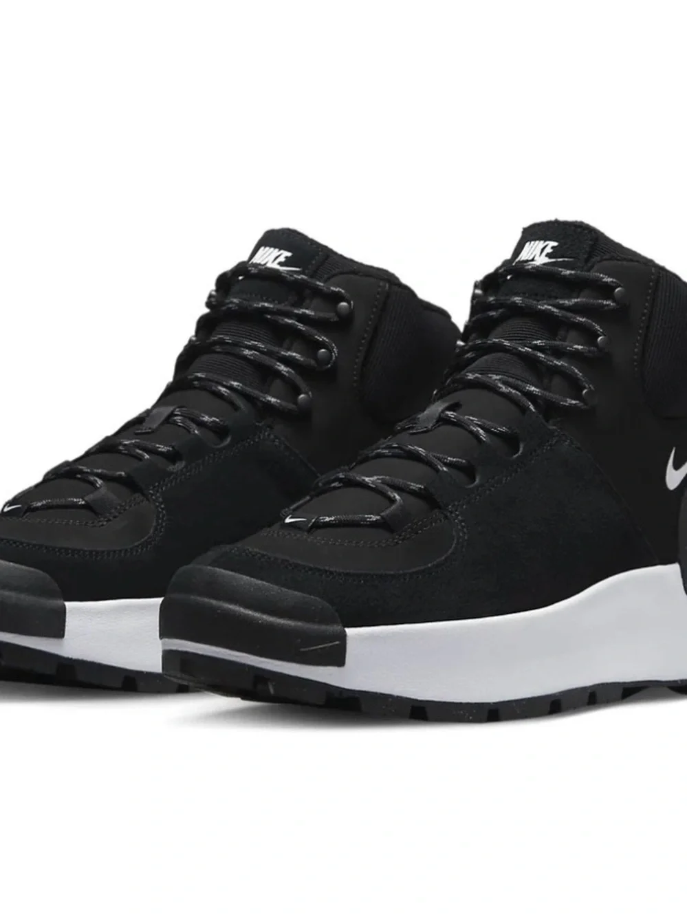 Nike Women's Black and White High-Top Trail Sneakers